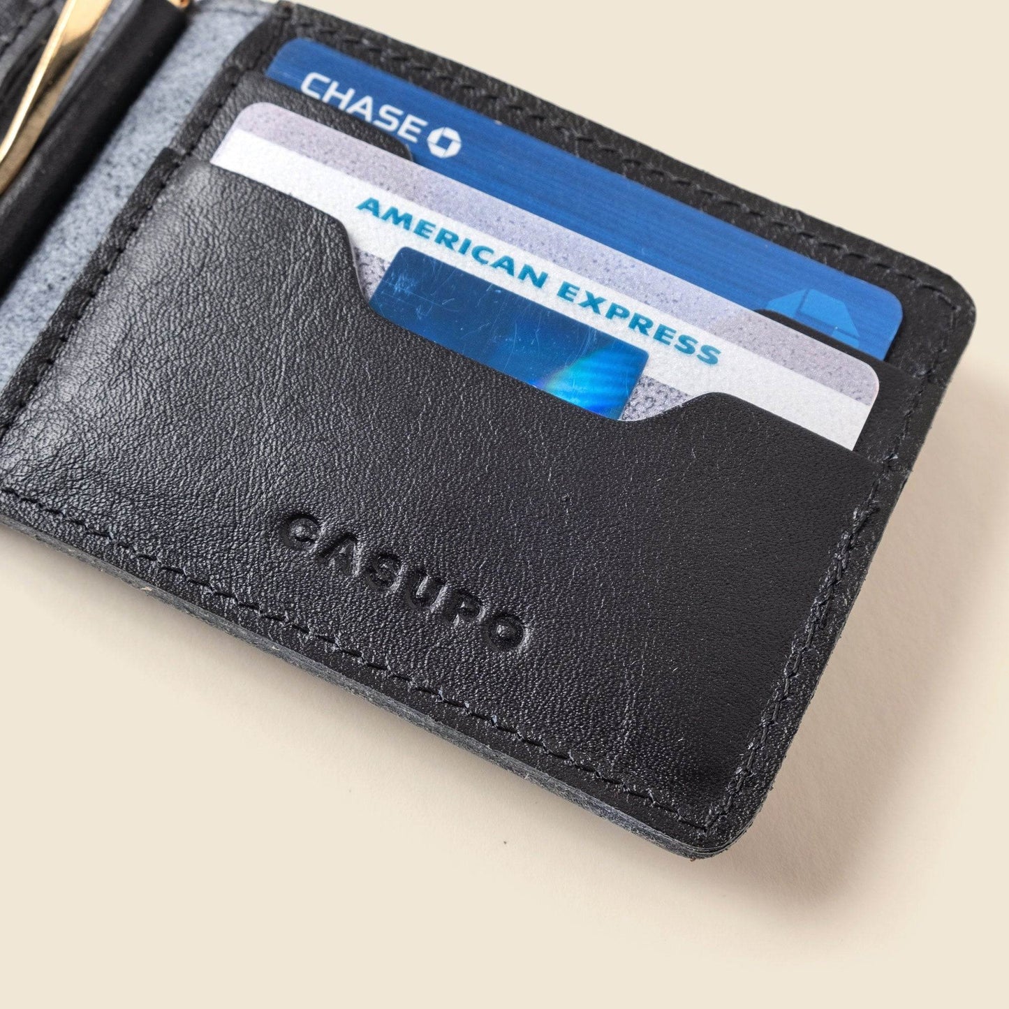 CASUPO Bifold Money Clip Wallet - Black