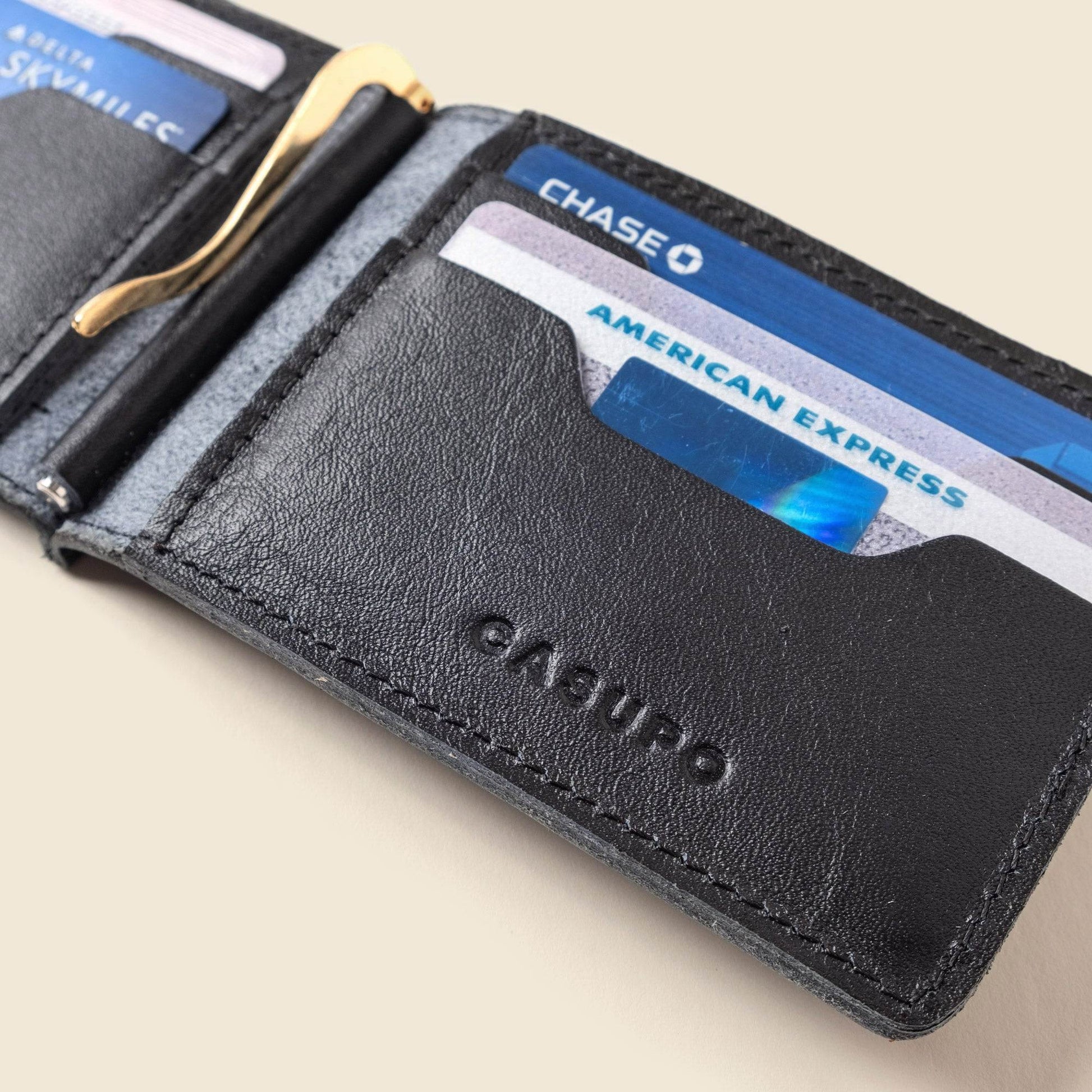 CASUPO Bifold Money Clip Wallet - Black