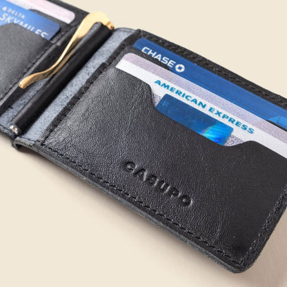 CASUPO Bifold Money Clip Wallet - Black
