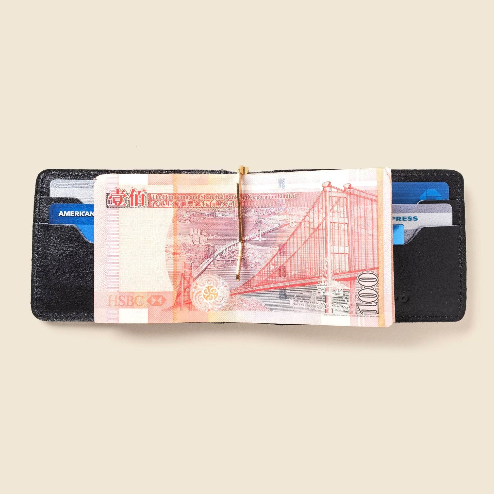 CASUPO Bifold Money Clip Wallet - Black