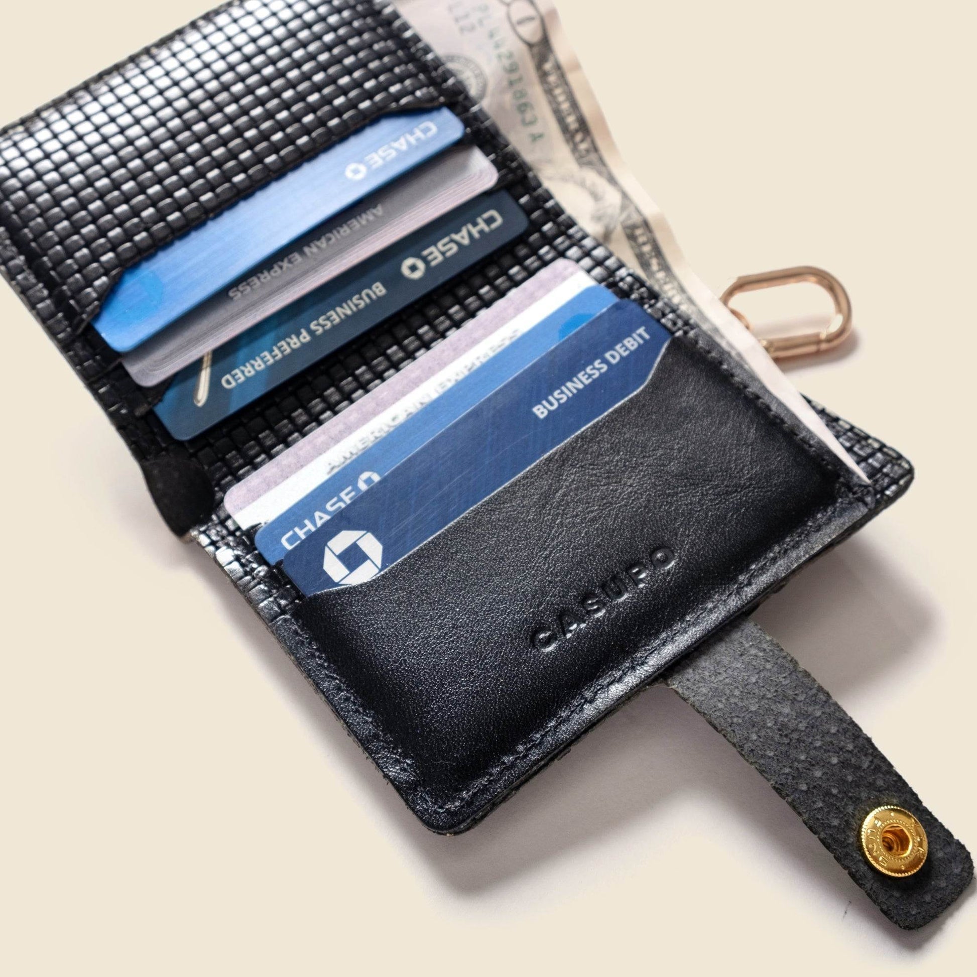 CASUPO Wallet with Snap and Key Ring - Black Limited Edition