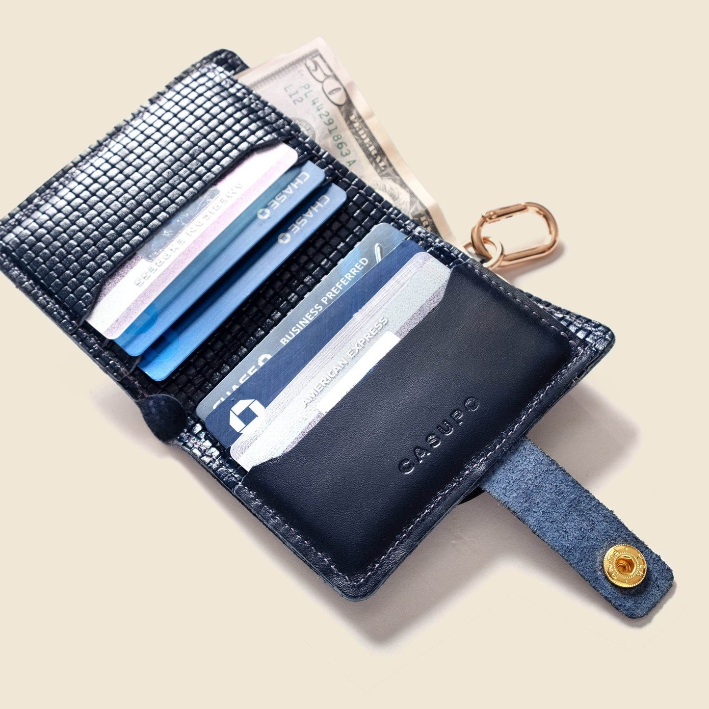 CASUPO Wallet with Snap and Key Ring - Navy Limited Edition
