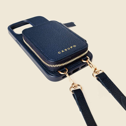 CASUPO iPhone Case and Wallet with Long Strap - Navy