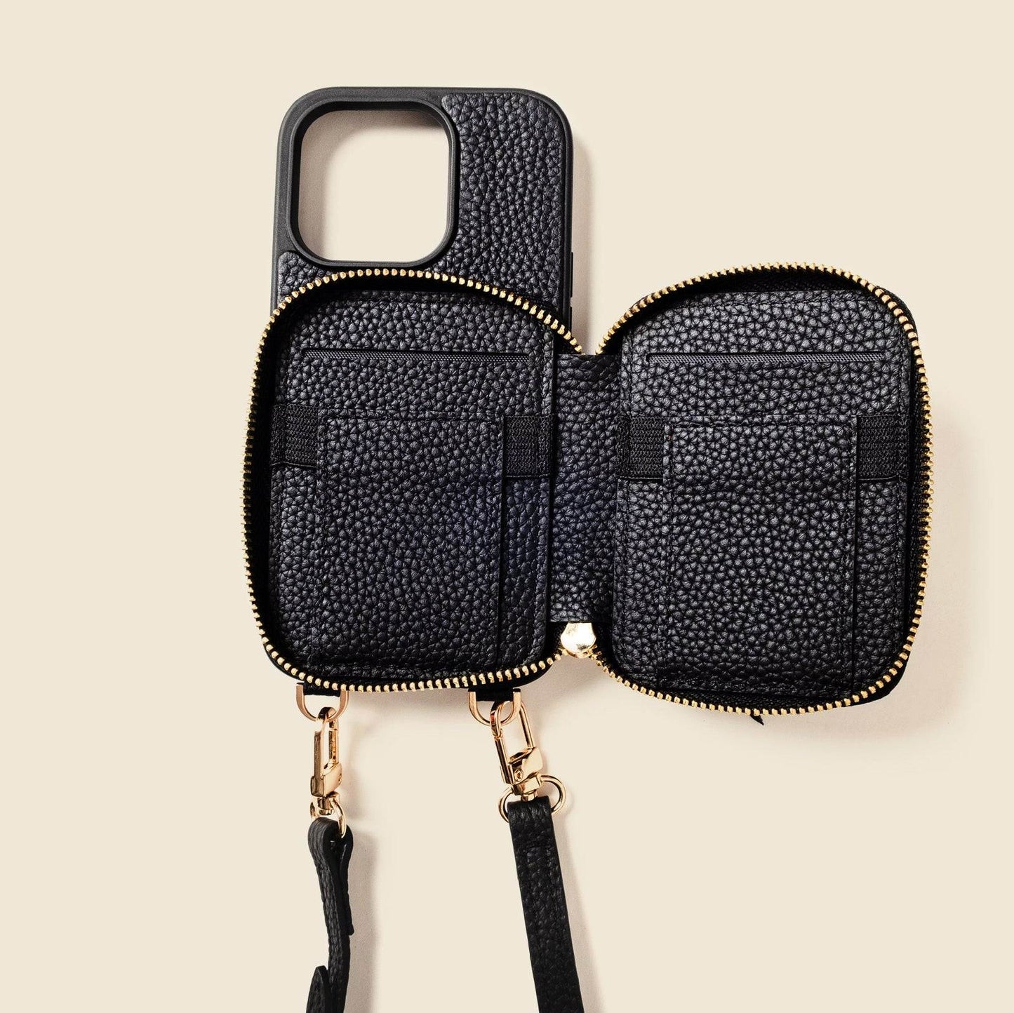 CASUPO iPhone Case and Wallet with Long Strap - Black