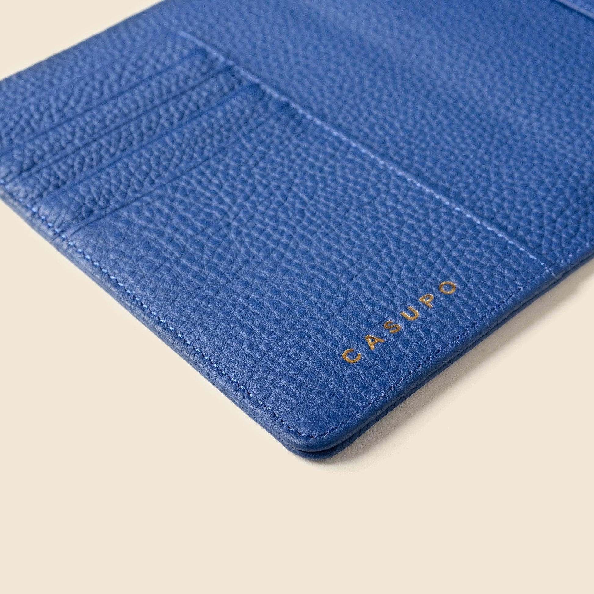 CASUPO Leather Passport Wallet with RFID Shield- Cobalt