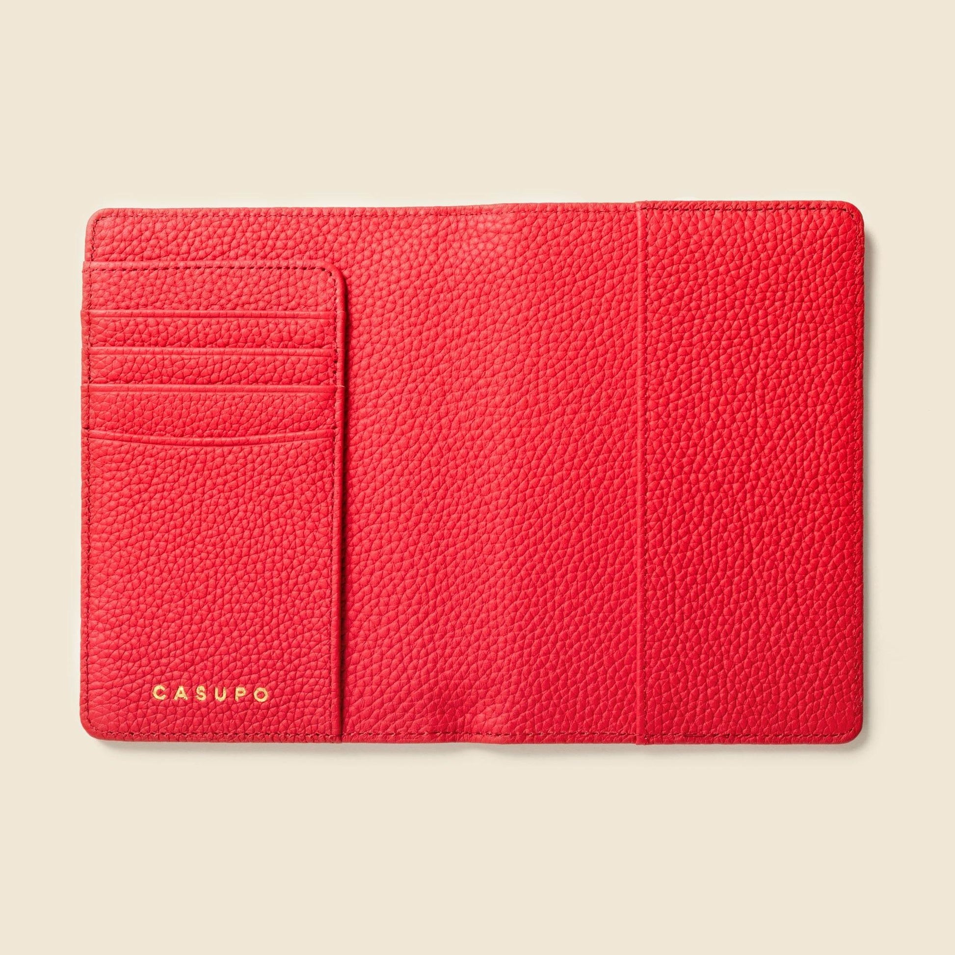 CASUPO Leather Passport Wallet with RFID - Red