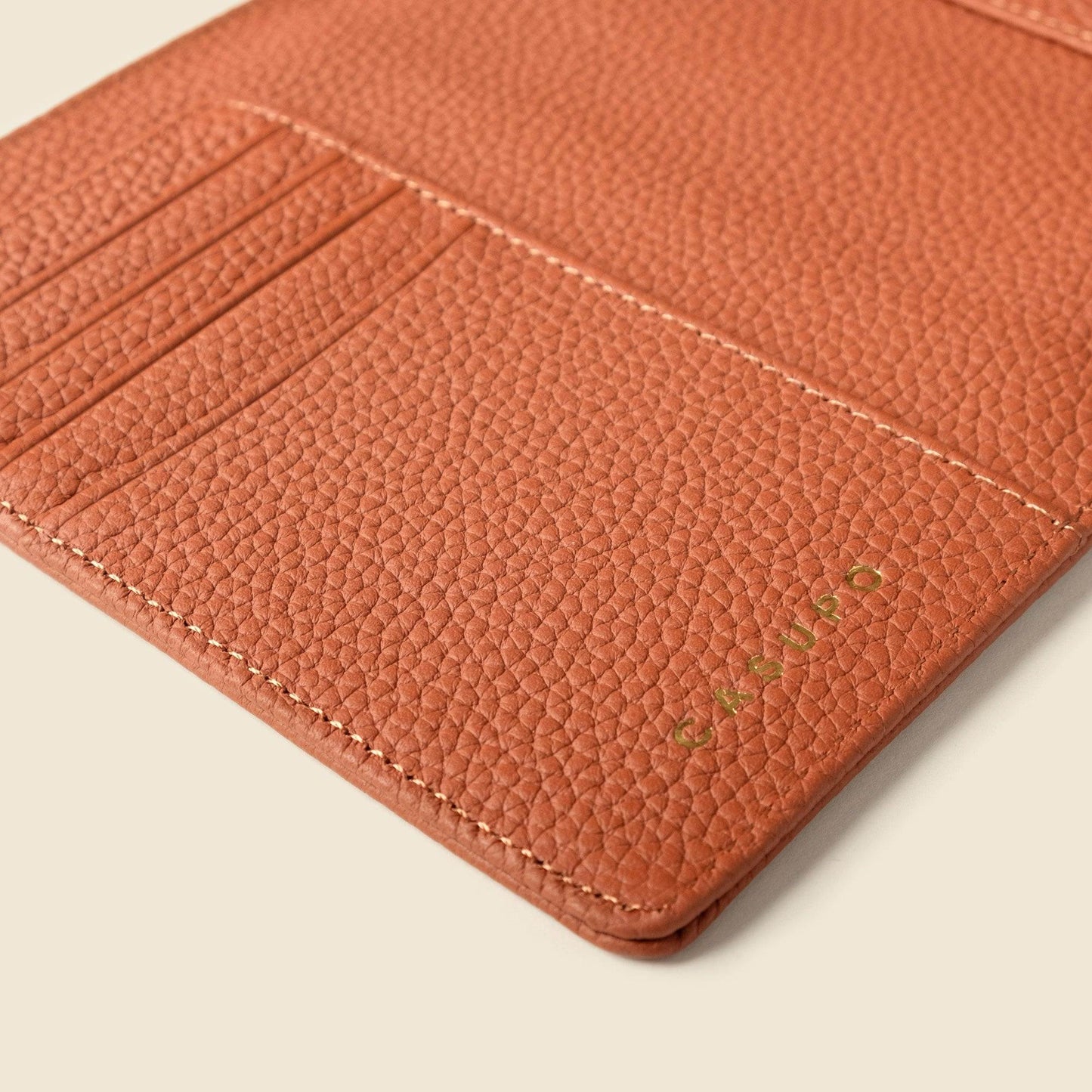 CASUPO Leather Passport Wallet with RFID - Tan