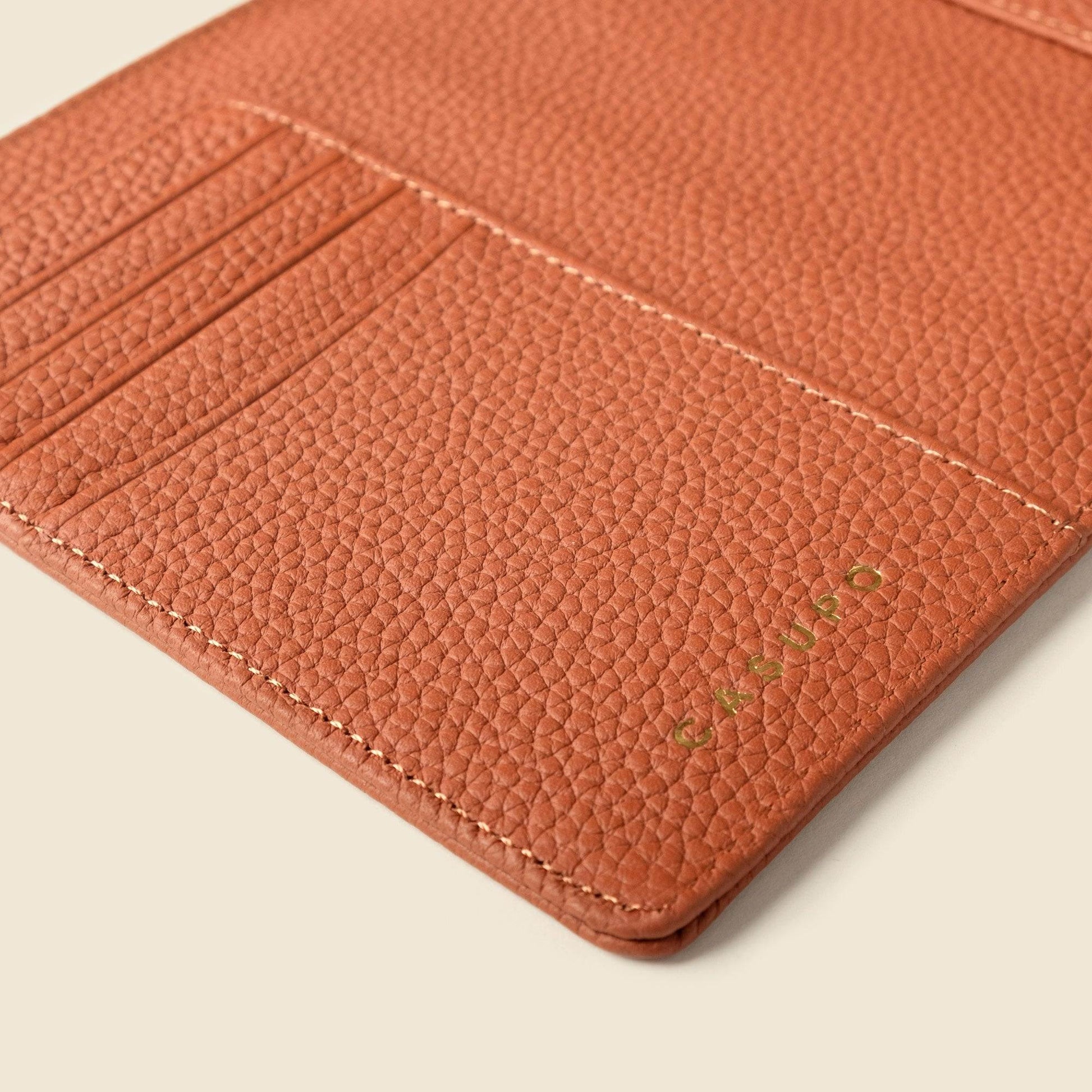 CASUPO Leather Passport Wallet with RFID - Tan