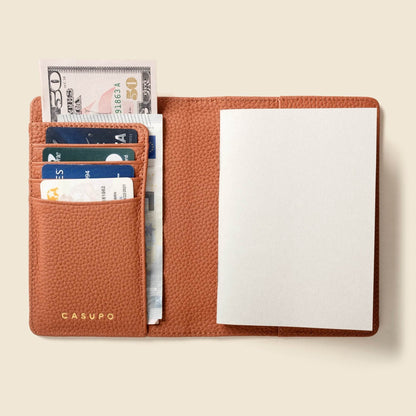 CASUPO Leather Passport Wallet with RFID - Tan