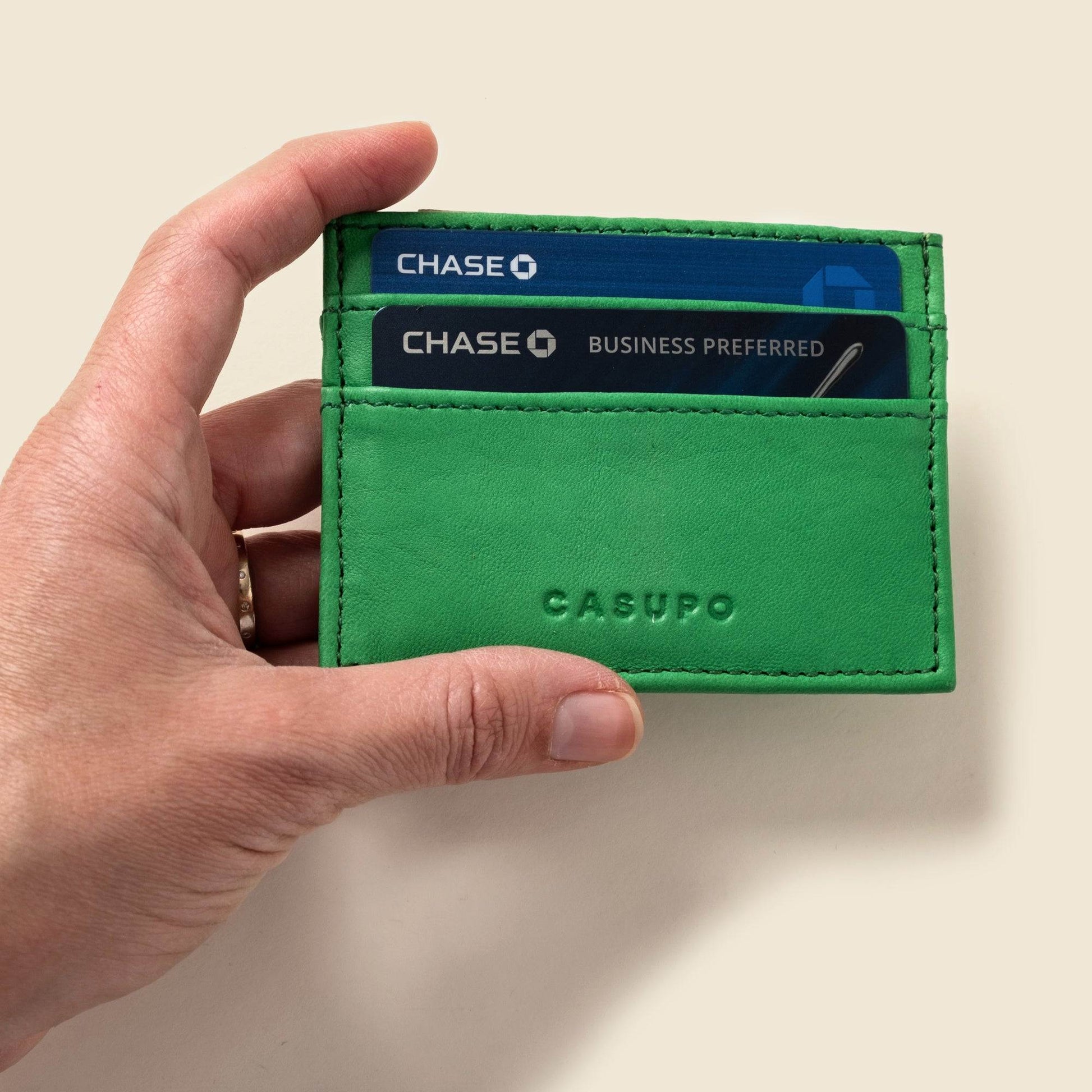 CASUPO Slim Card Holder Wallet With RFID Protection - Green