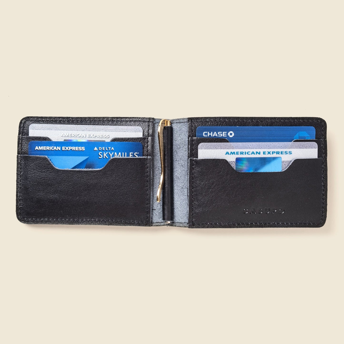 CASUPO Bifold Money Clip Wallet - Black