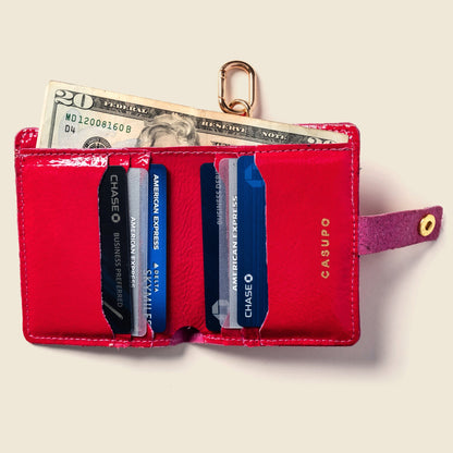 CASUPO Wallet with Snap and Key Ring - Hot Pink