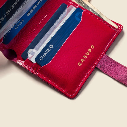 CASUPO Wallet with Snap and Key Ring - Hot Pink
