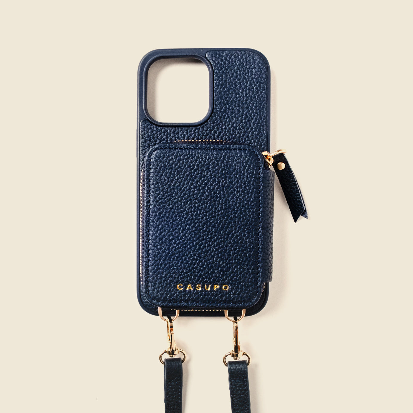 CASUPO iPhone Case and Wallet with Long Strap - Navy