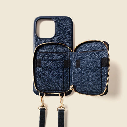 CASUPO iPhone Case and Wallet with Long Strap - Navy