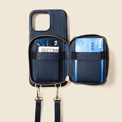 CASUPO iPhone Case and Wallet with Long Strap - Navy