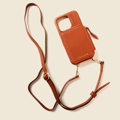 CASUPO iPhone Case and Wallet with Long Strap - Tan