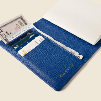 CASUPO Leather Passport Wallet with RFID Shield- Cobalt
