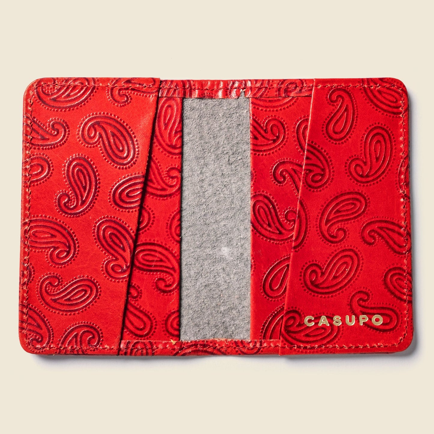 CASUPO Compact Bifold with RFID Protection - Red Paisley