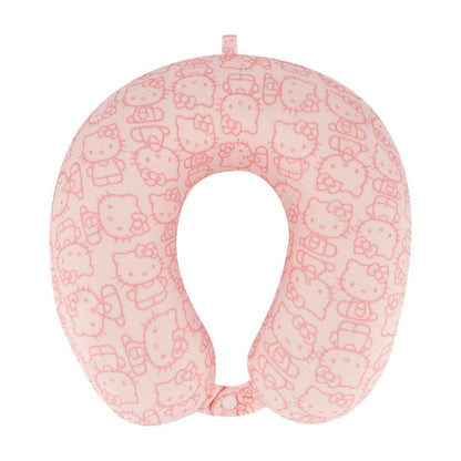 Hello Kitty All-over Memory Foam Travel Neck Pillow, Pink - Stiles Supply Co.