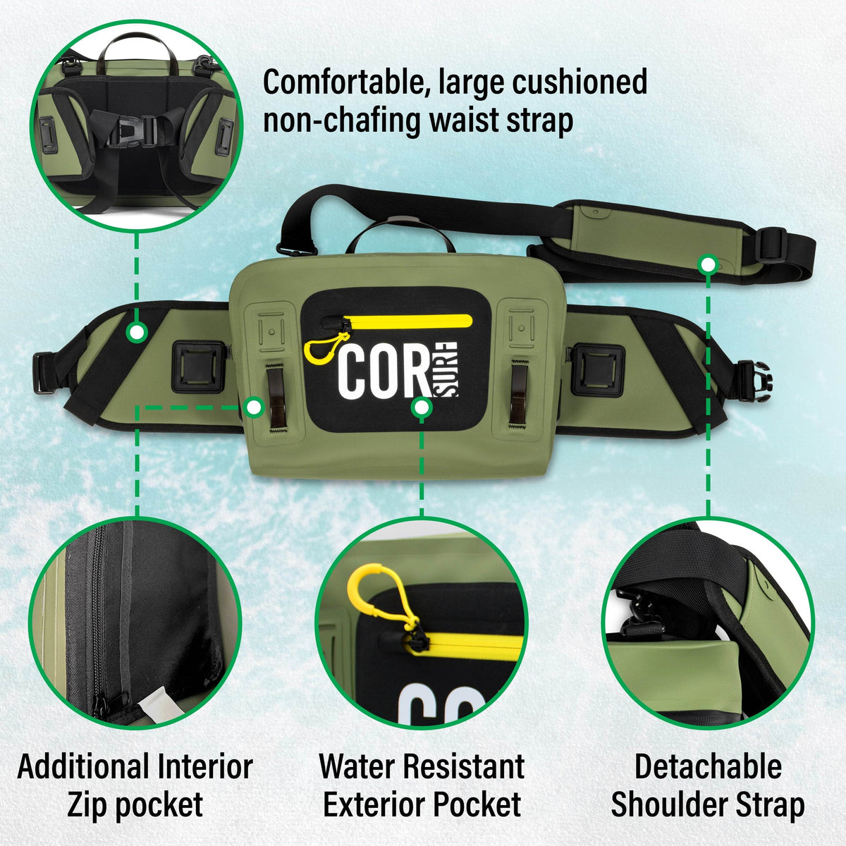 COR Surf Molokai Waterproof Lumbar Pack - 8L (Free IPX8 Cell Phone Case)