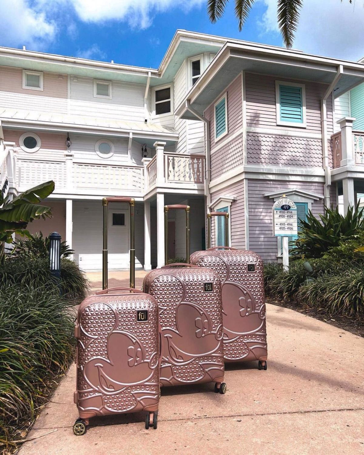 Disney Mickey Mouse Rolling Suitcases 3 Piece Set Rose Gold - Stiles Supply Co.