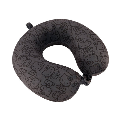 Hello Kitty All Over Icon Memory Foam Travel Neck Pillow, Black - Stiles Supply Co.