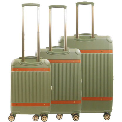 Tommy Bahama 3-Piece Green Hard-Sided Luggage Set stripes - Stiles Supply Co.