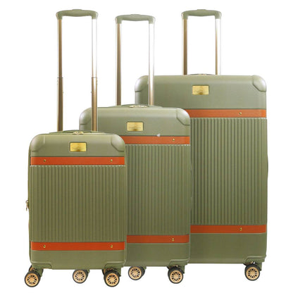 Tommy Bahama 3-Piece Green Hard-Sided Luggage Set stripes - Stiles Supply Co.