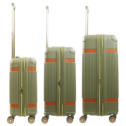 Tommy Bahama 3-Piece Green Hard-Sided Luggage Set stripes - Stiles Supply Co.