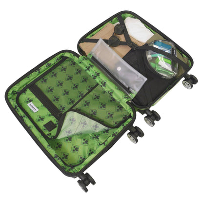 Minecraft Creeper Big face 21.5" Expandable Carry-On Spinner Luggage by FŪL