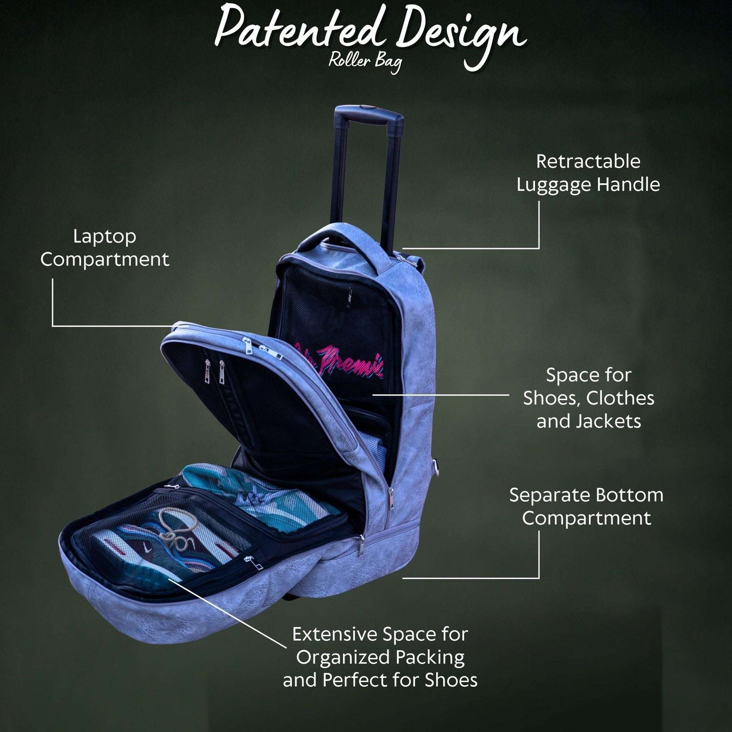 Sole Premise Grey Leather Carry-On Patented Shoe Bag