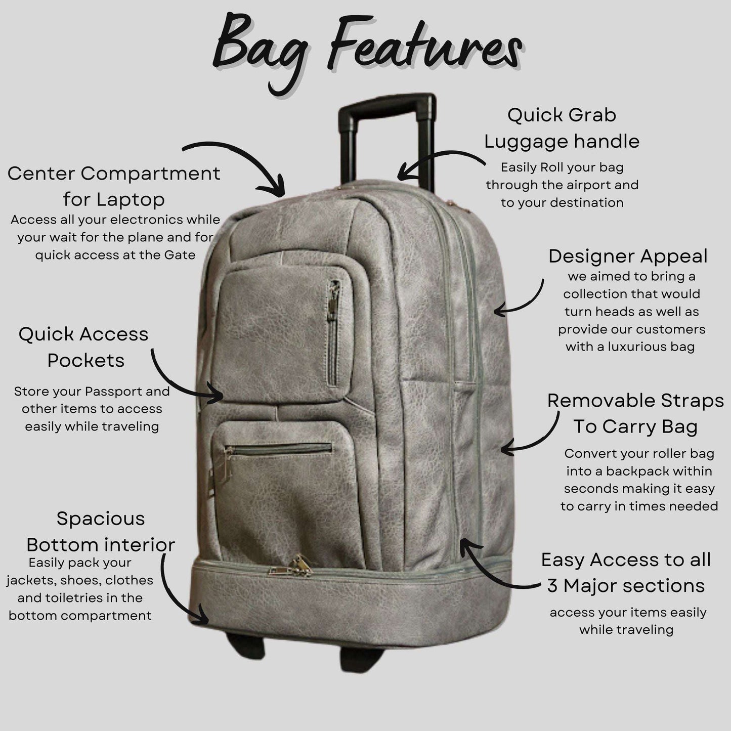Sole Premise Grey Leather Carry-On Patented Shoe Bag