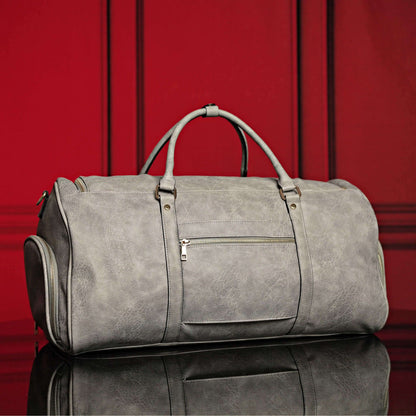 Sole Premise Grey Tumbled Leather Duffle Bag