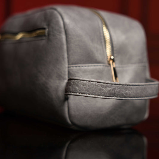 Sole Premise Grey Leather Toiletry Bag