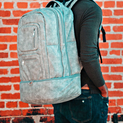 Sole Premise Grey Leather Carry-On Patented Backpack