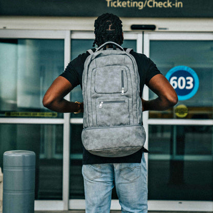 Sole Premise Grey Leather Carry-On Patented Backpack