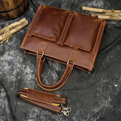 Steel Horse Leather The Dagmar Leather Briefcase - Stiles Supply Co.