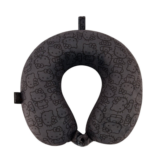 Hello Kitty All Over Icon Memory Foam Travel Neck Pillow, Black - Stiles Supply Co.