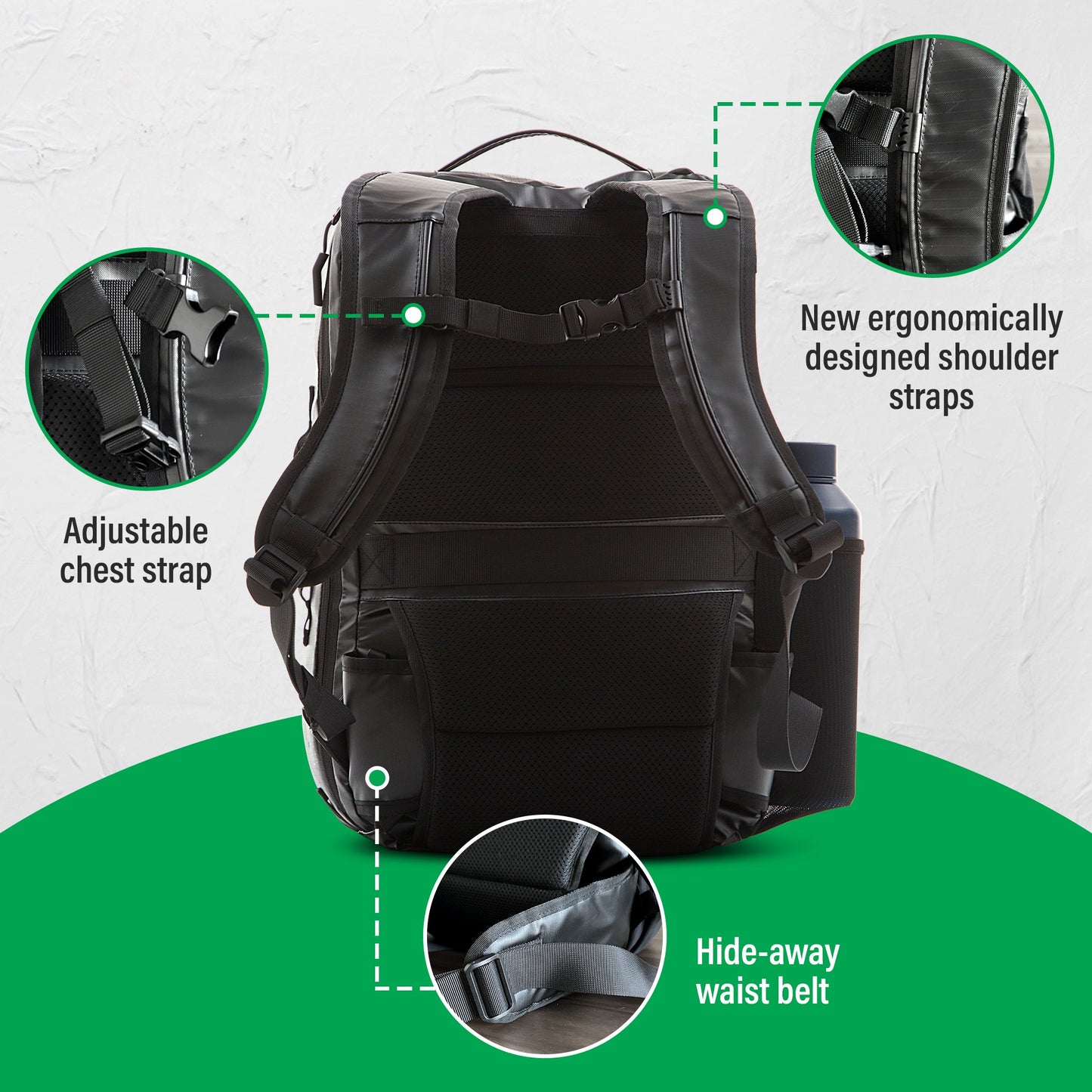 COR Surf Island Hopper 2.0 Travel Backpack – New Matte Black | Lightweight Waterproof 28L & 34L