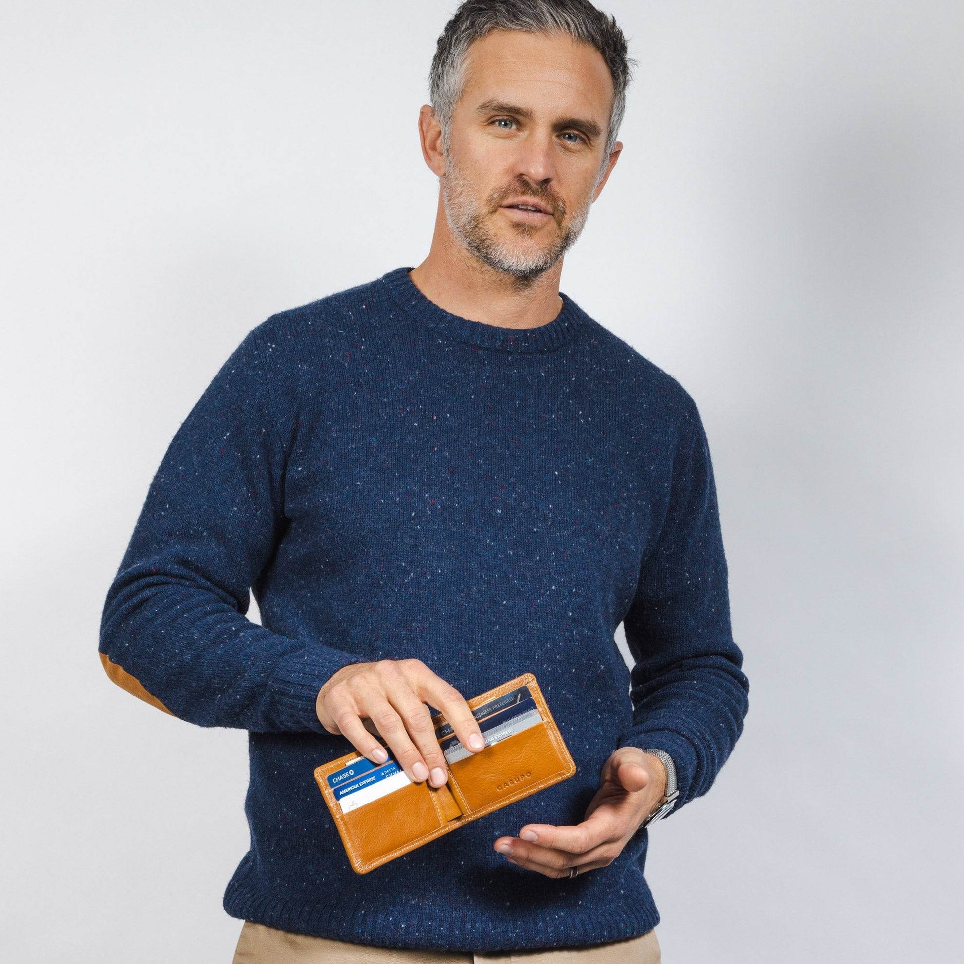 CASUPO Large Billfold Wallet with RFID protection - Natural