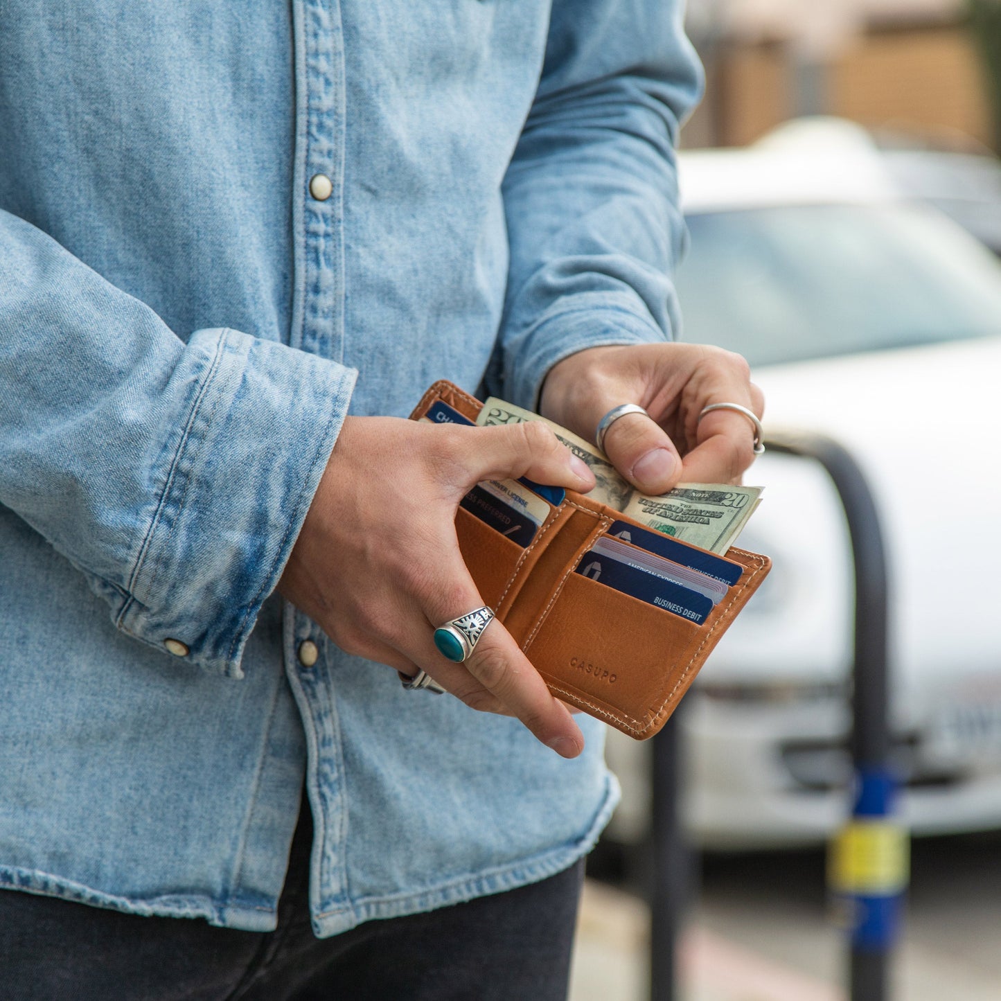 CASUPO Large Billfold Wallet with RFID protection - Natural