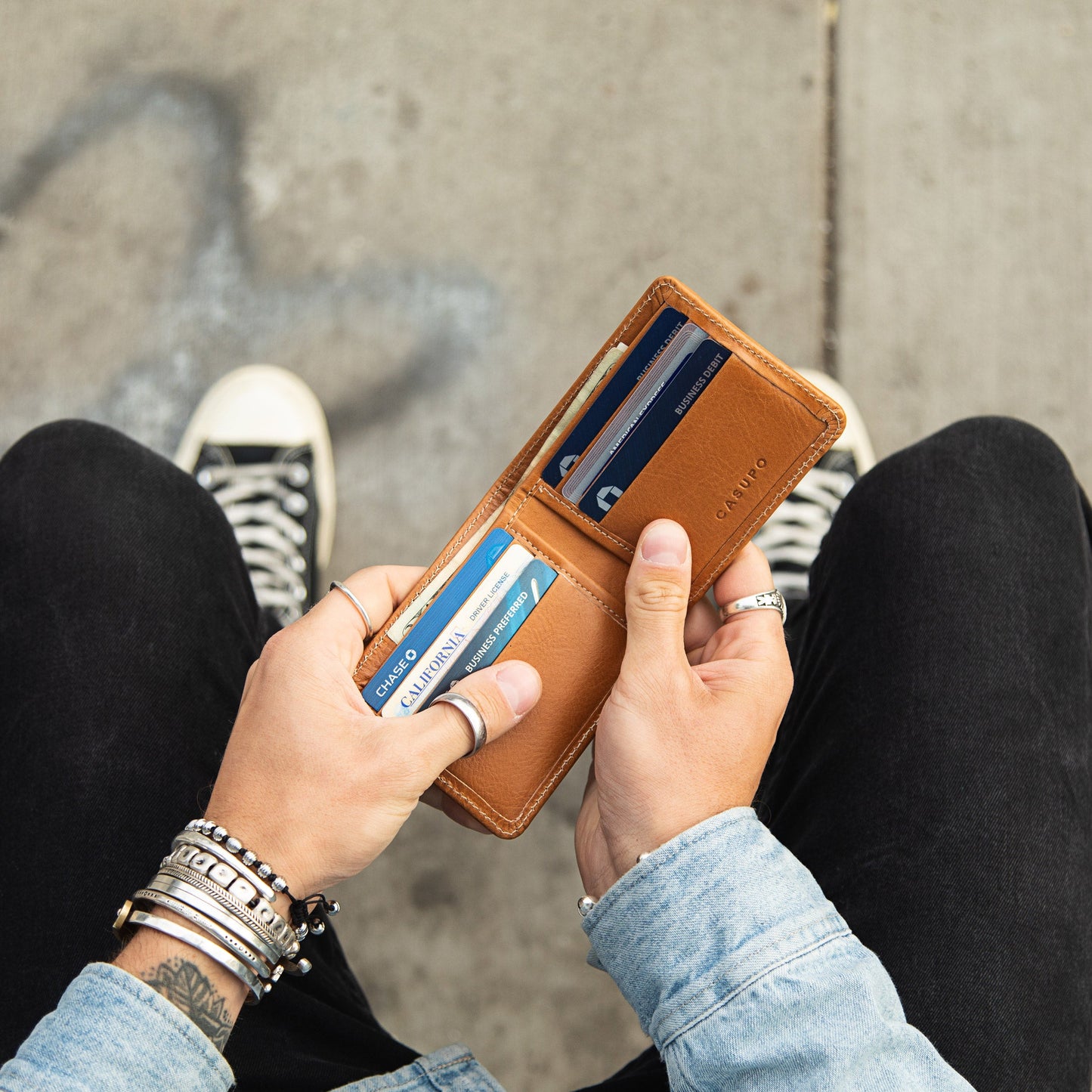 CASUPO Large Billfold Wallet with RFID protection - Natural