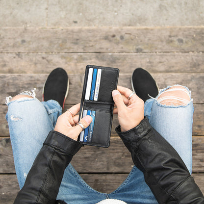 CASUPO Large Billfold Wallet with RFID protection - Black