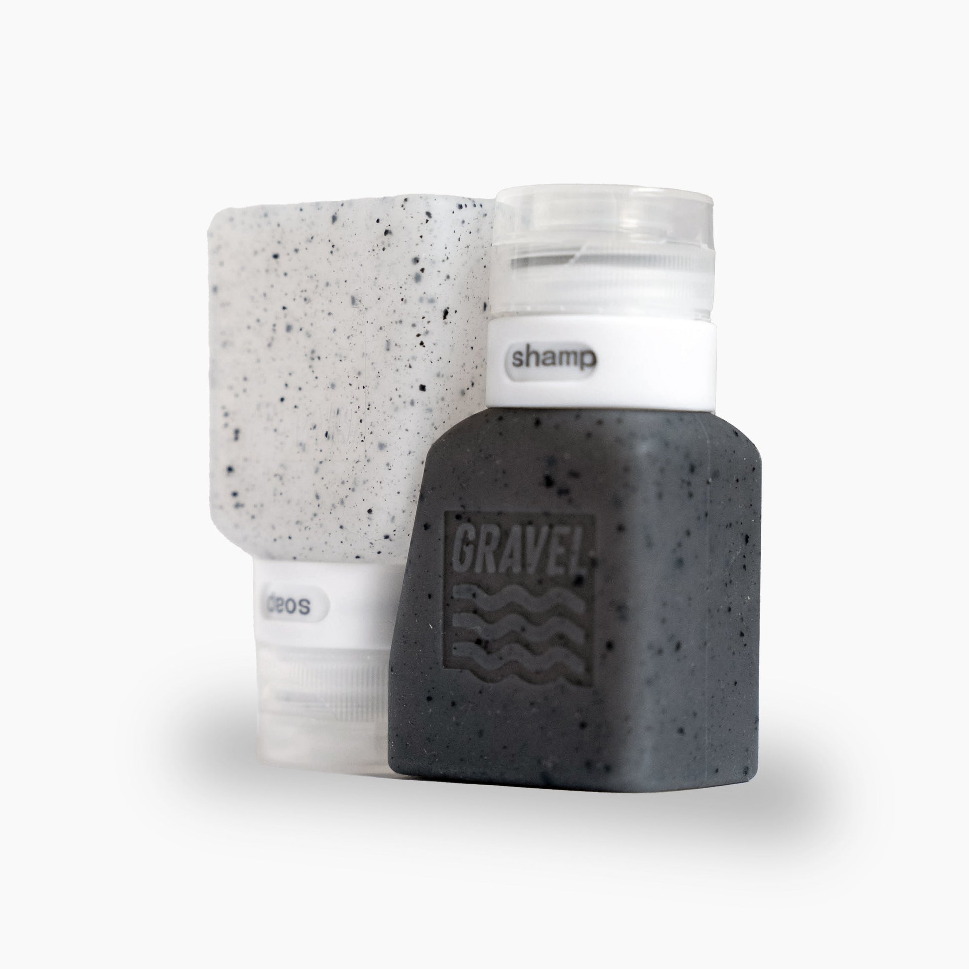 Gravel Travel Bottles For Liquids 3oz (89 ml) (Two Pack) | Clear & Gray - Stiles Supply Co.