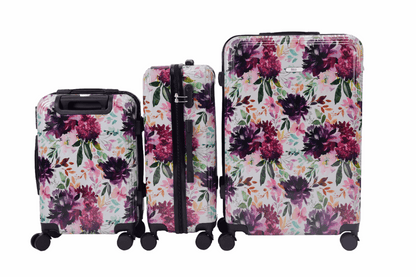 Mirage Paula Floral ABS Hard Shell Lightweight 3 Piece Luggage Set - Stiles Supply Co.