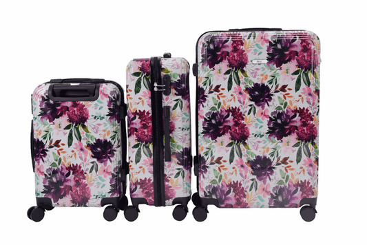 Mirage Paula Floral ABS Hard Shell Lightweight 3 Piece Luggage Set - Stiles Supply Co.