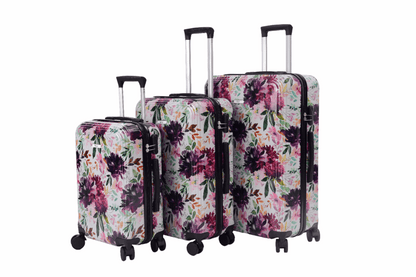 Mirage Paula Floral ABS Hard Shell Lightweight 3 Piece Luggage Set - Stiles Supply Co.