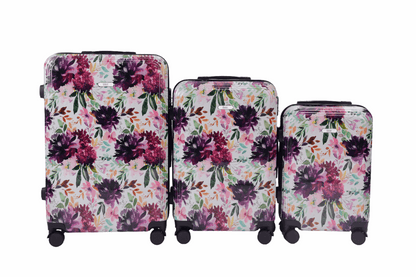 Mirage Paula Floral ABS Hard Shell Lightweight 3 Piece Luggage Set - Stiles Supply Co.