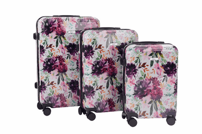 Mirage Paula Floral ABS Hard Shell Lightweight 3 Piece Luggage Set - Stiles Supply Co.